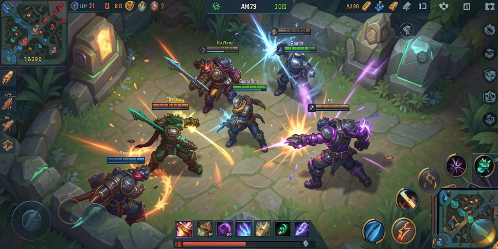 Tampilan gameplay seru dari AMS789 dengan aksi MOBA yang intens.