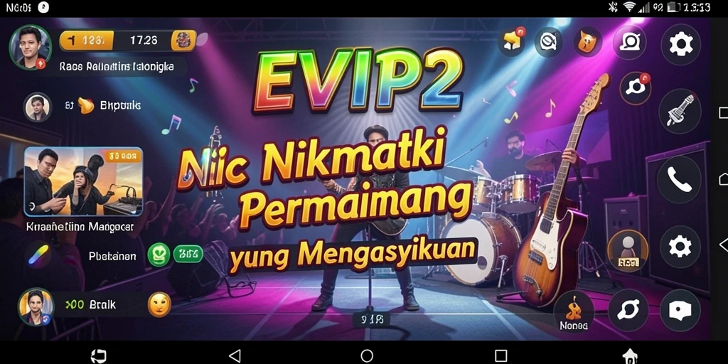 Screenshot utama EVIP2 menampilkan gameplay menarik dengan musik yang menggugah semangat.