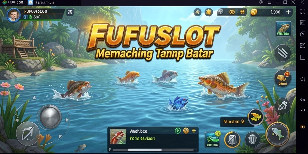 Gameplay FUFUSLOT menunjukkan aksi memancing yang menarik dan penuh tantangan.
