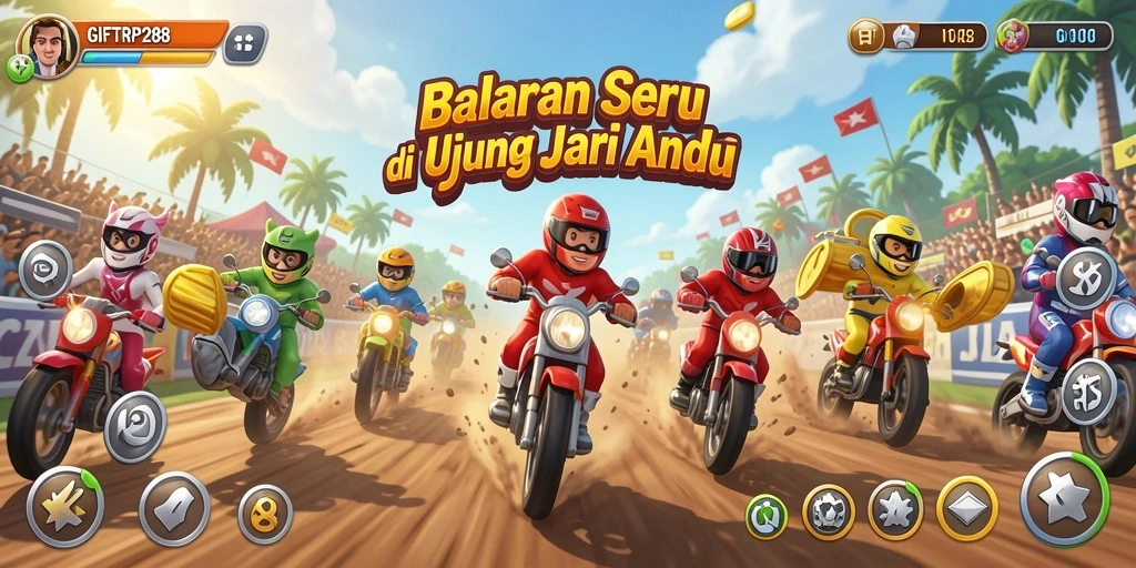 Tangkapan layar dari gameplay balapan yang mendebarkan di GIFTRP288.