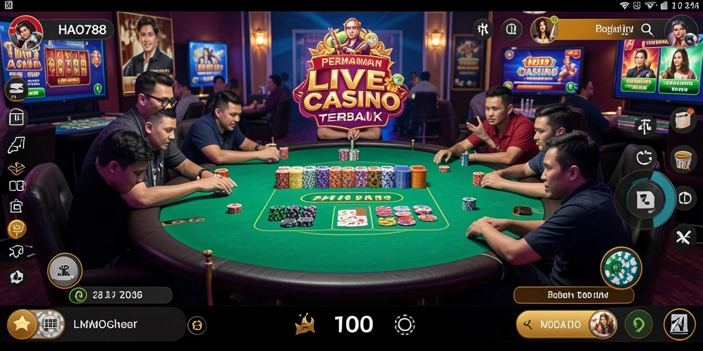 Screenshot gameplay HAO788 yang menampilkan dealer langsung dalam permainan Live Casino.