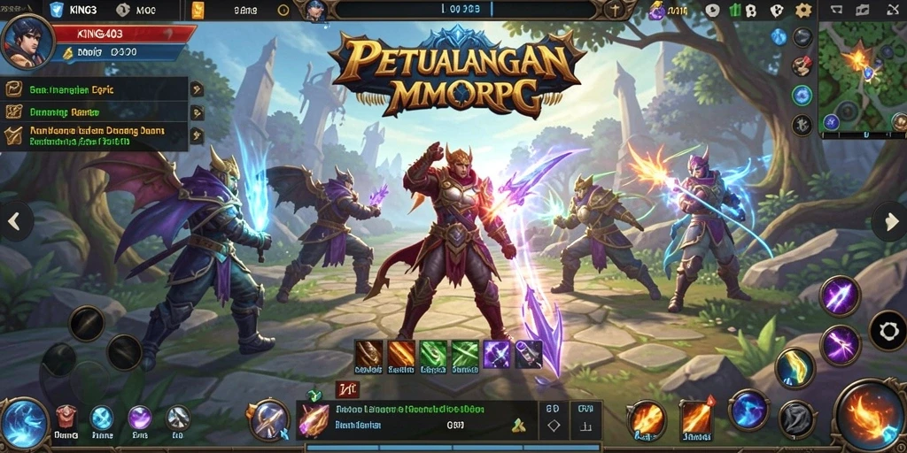 Screenshot KING403 menampilkan aksi seru dalam pertempuran MMORPG.