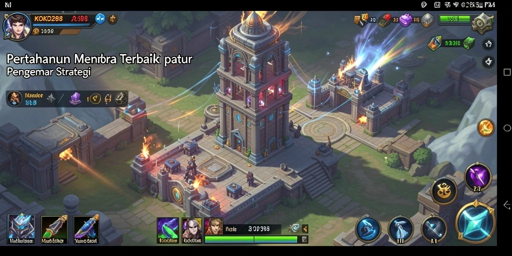 Screenshot KOKO288 menunjukkan pertempuran menara yang mendebarkan dan strategi cerdas.