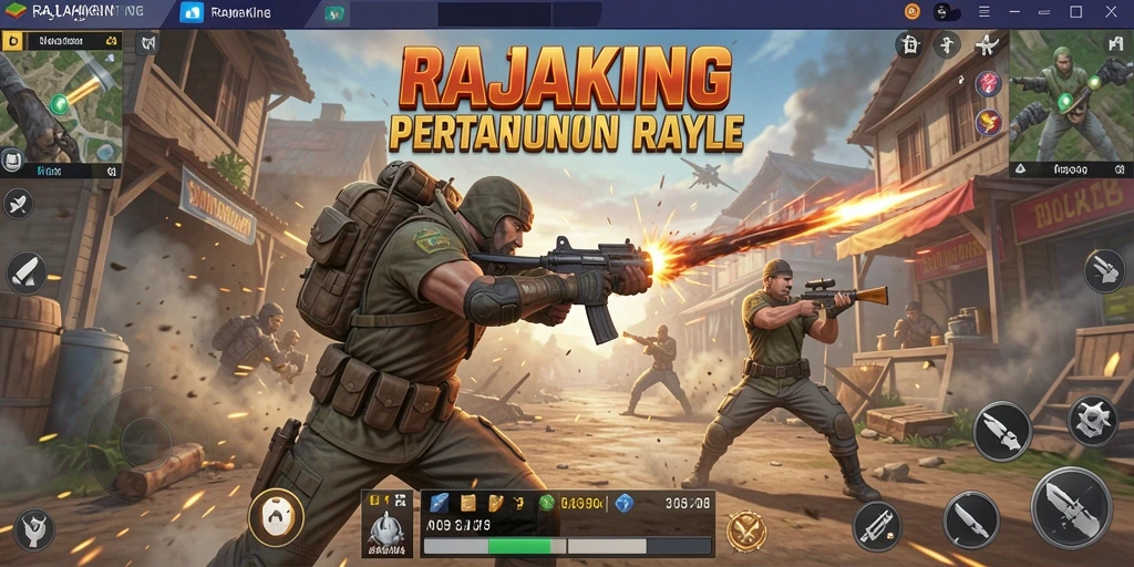 Tangkapan layar gameplay mendebarkan dari RAJAKING Battle Royale.