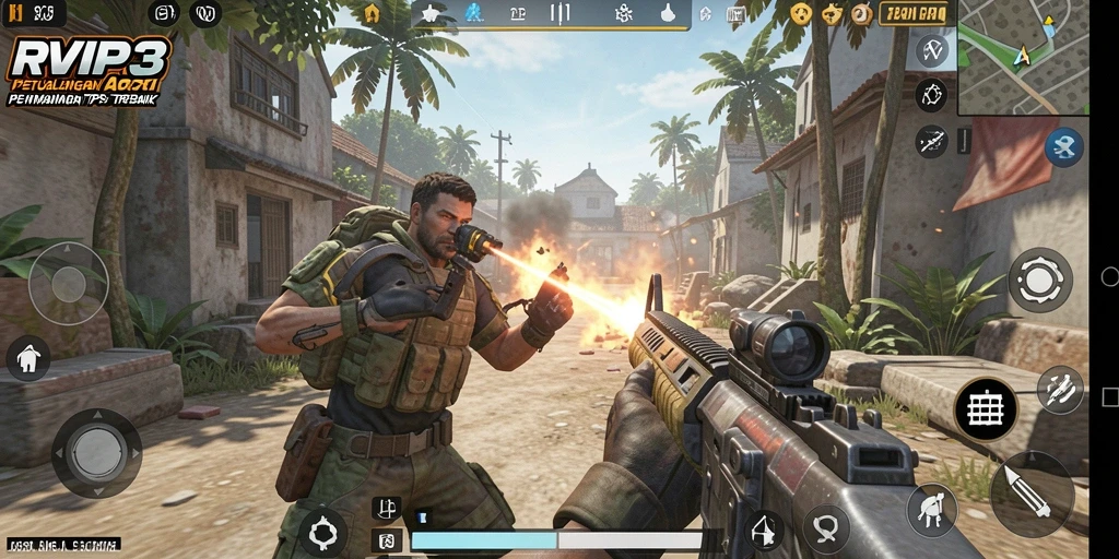 Tampilan gameplay dinamis dalam pertempuran TPS yang mendebarkan.