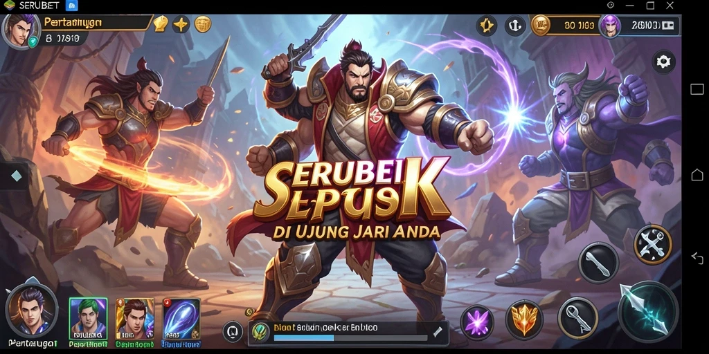 Screenshot menunjukkan karakter bertarung dengan efek visual menarik.